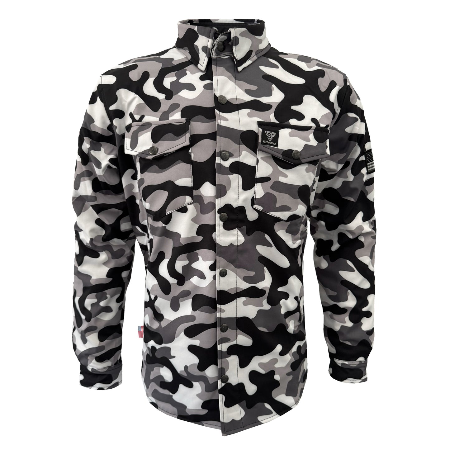 Protective SoftShell Winter Jacket for Men - Camouflage SnowFox with Pads