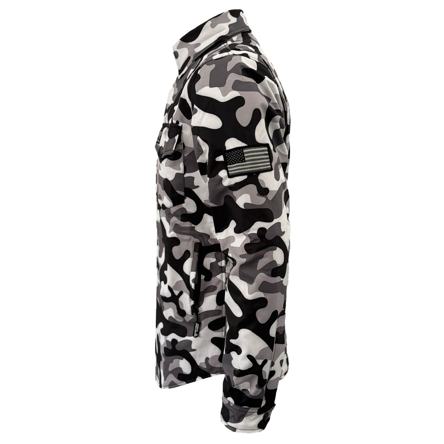Protective SoftShell Winter Jacket for Men - Camouflage SnowFox with Pads