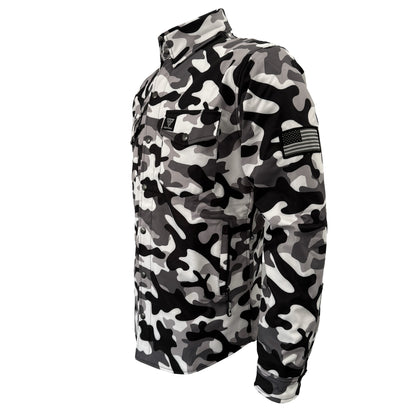 Protective SoftShell Winter Jacket for Men - Camouflage SnowFox with Pads
