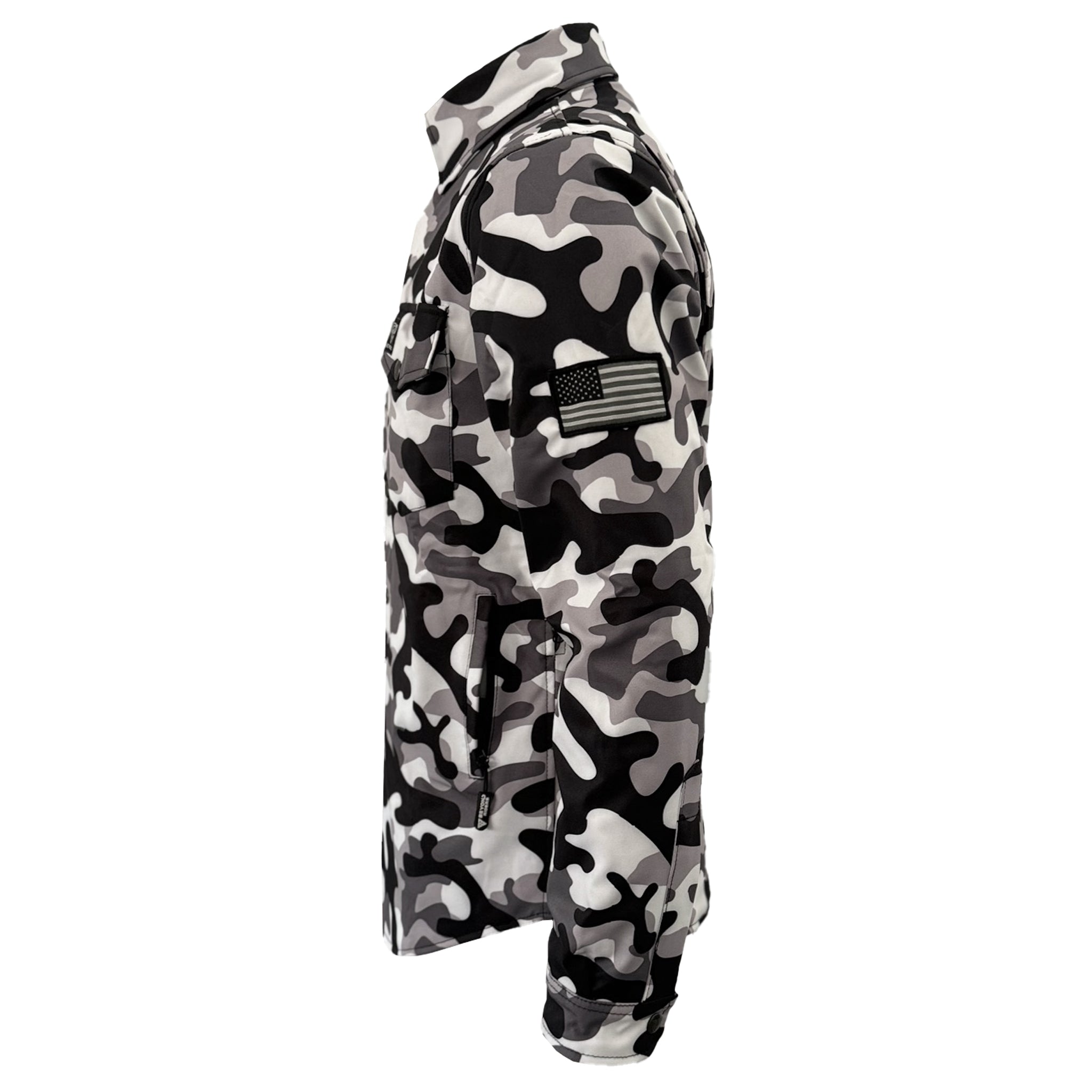 Protective SoftShell Winter Jacket for Men - Camouflage SnowFox with Pads