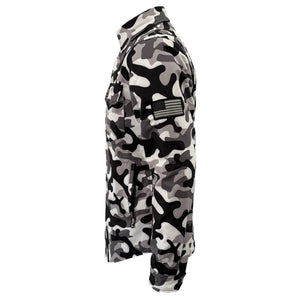 Protective SoftShell Winter Jacket for Men - Camouflage SnowFox with Pads