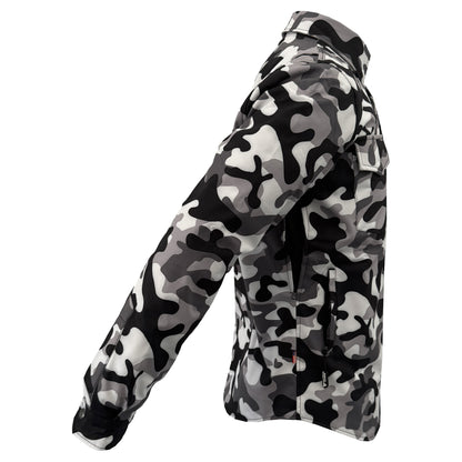 Protective SoftShell Winter Jacket for Men - Camouflage SnowFox with Pads