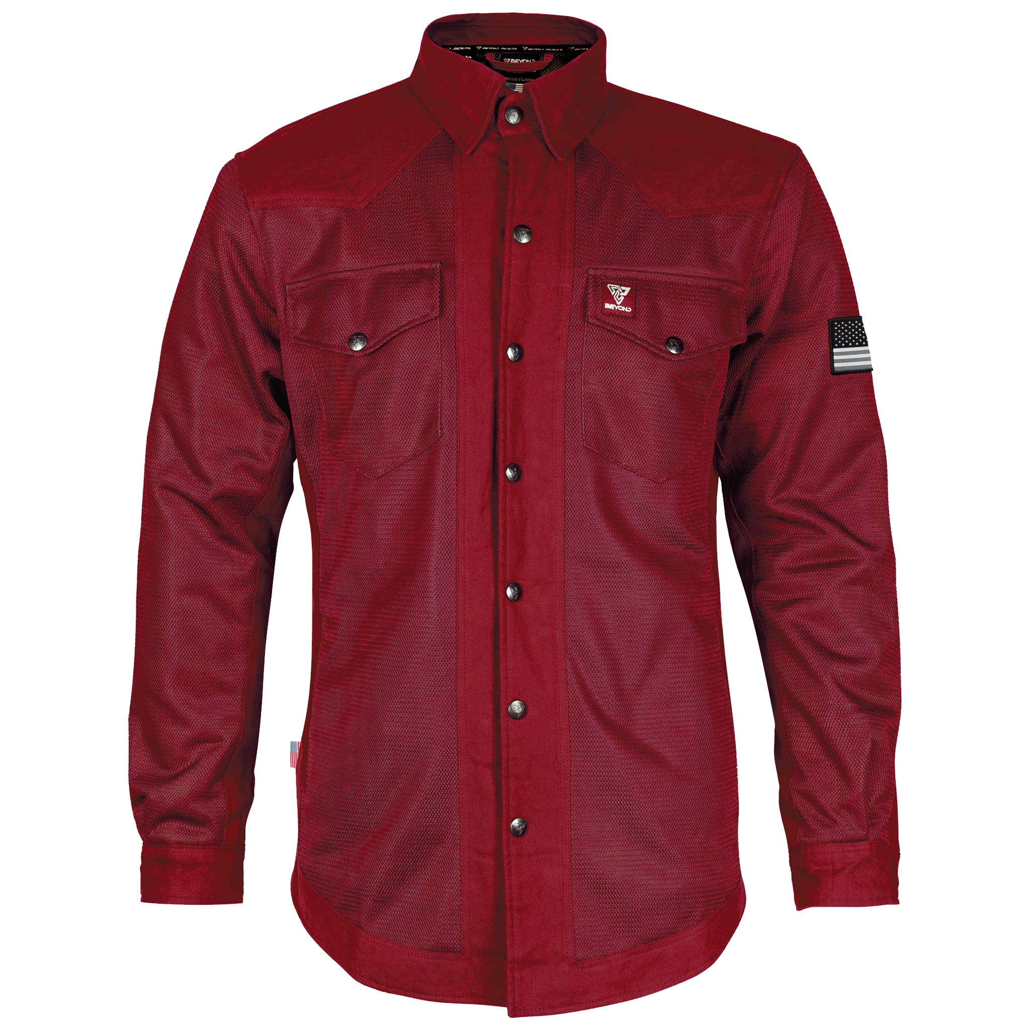 Summer-Mesh-Shirt-for-Men-in-Red-Maroon-Solid-Front