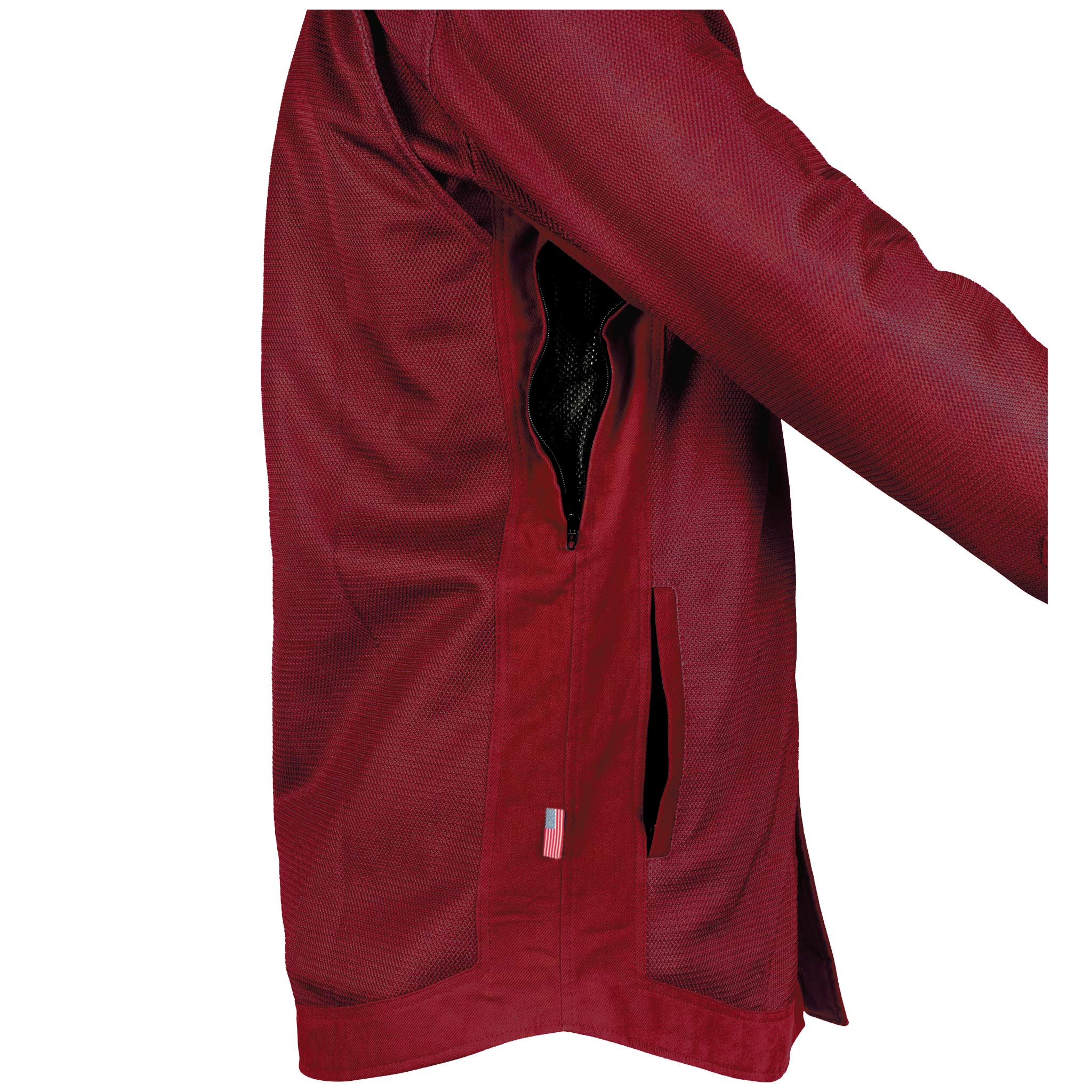 Summer-Mesh-Shirt-for-Men-in-Red-Maroon-Solid-Right-Sleeve-FWD