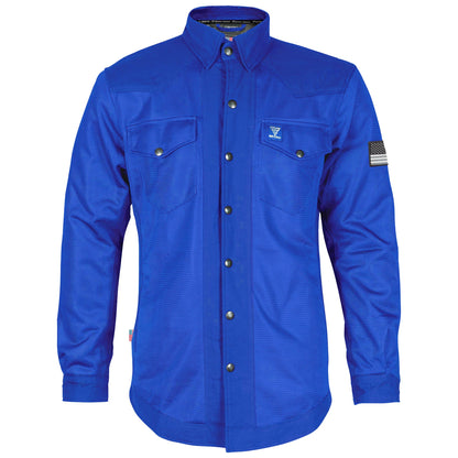 ‌Protective Summer Mesh Shirt - Blue Solid with Pads