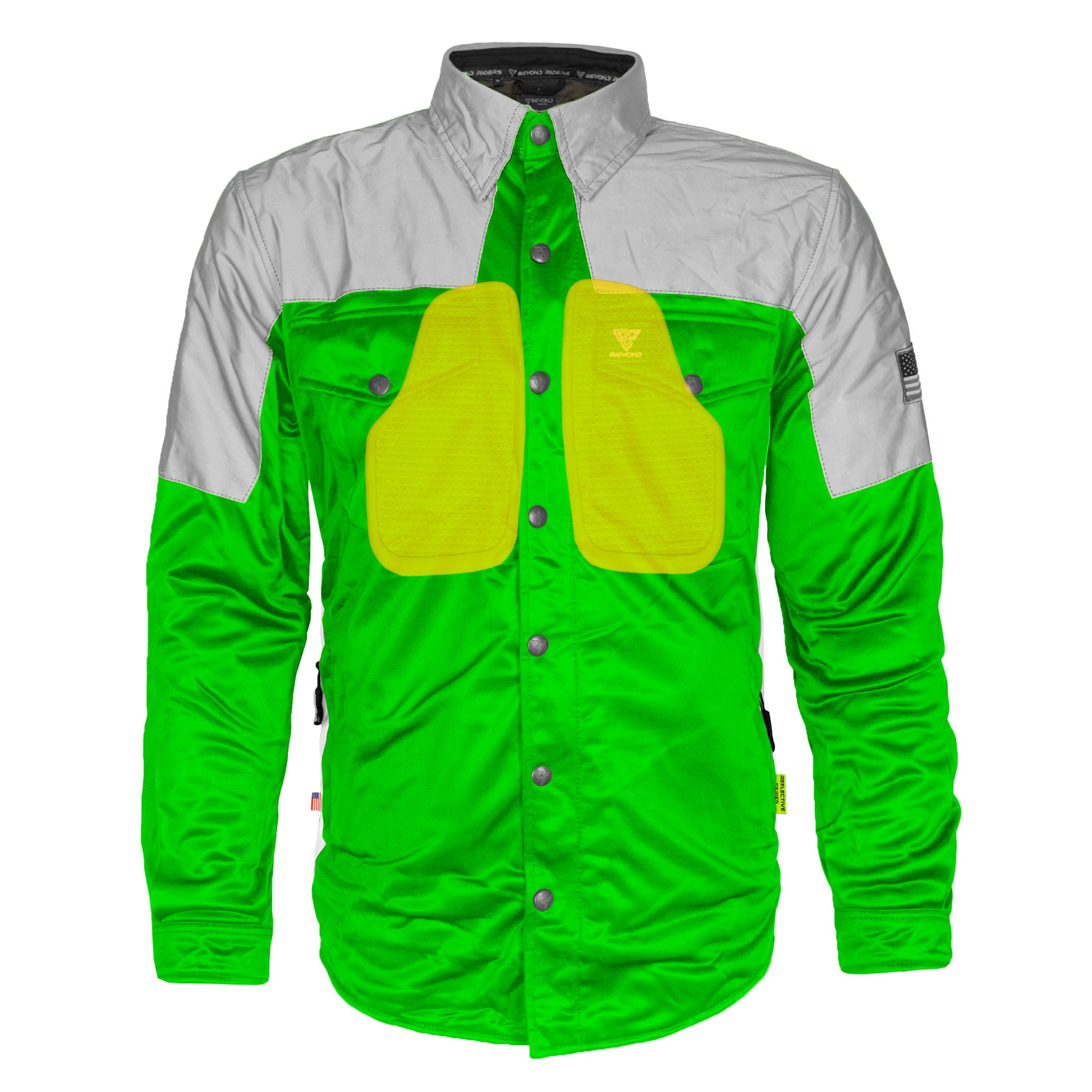 Ultra Reflective Shirt - Green Eclipse with Pads