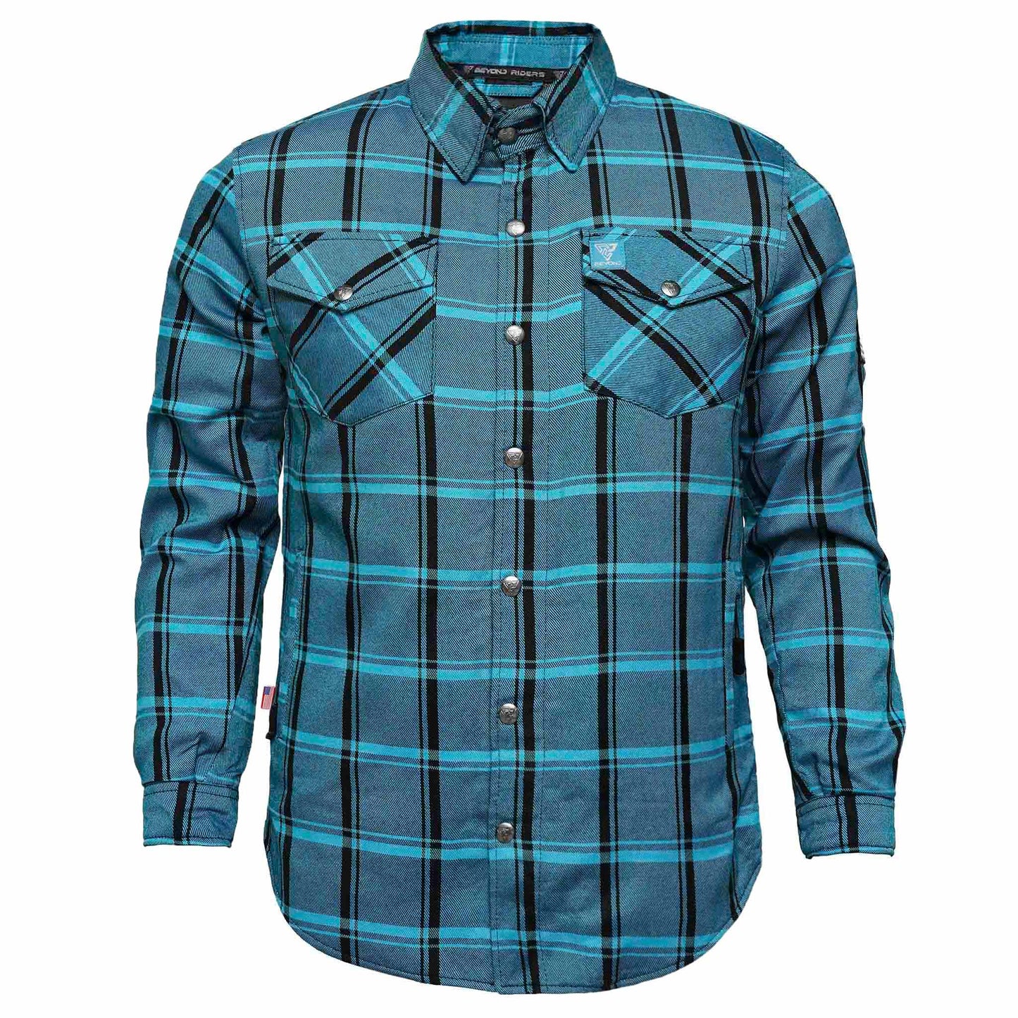Protective Flannel Shirt For Men - Renegade Teal Plaid with Pads