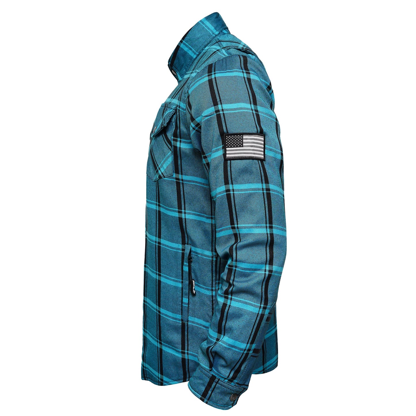 Protective Flannel Shirt For Men - Renegade Teal Plaid with Pads