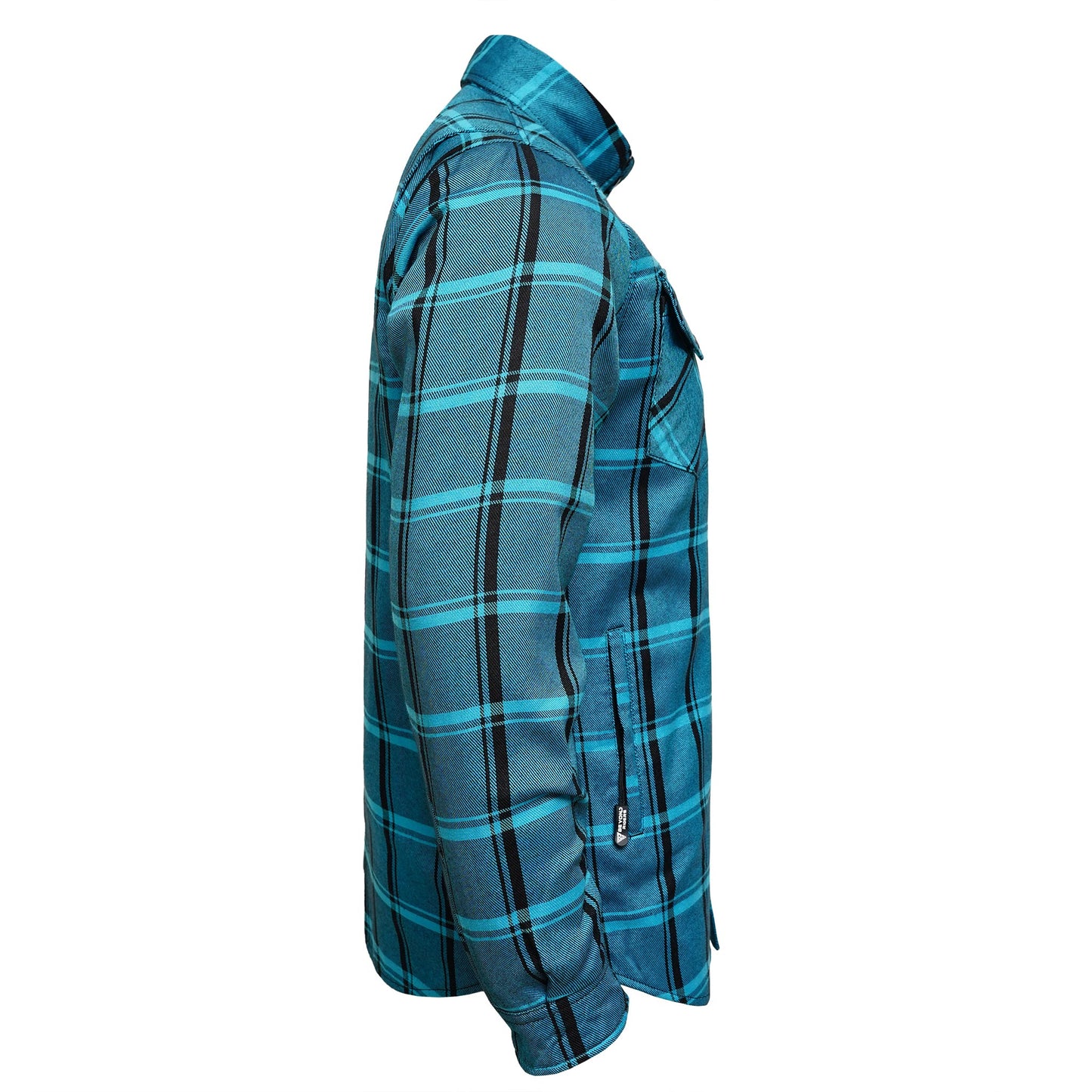 Protective Flannel Shirt For Men - Renegade Teal Plaid with Pads