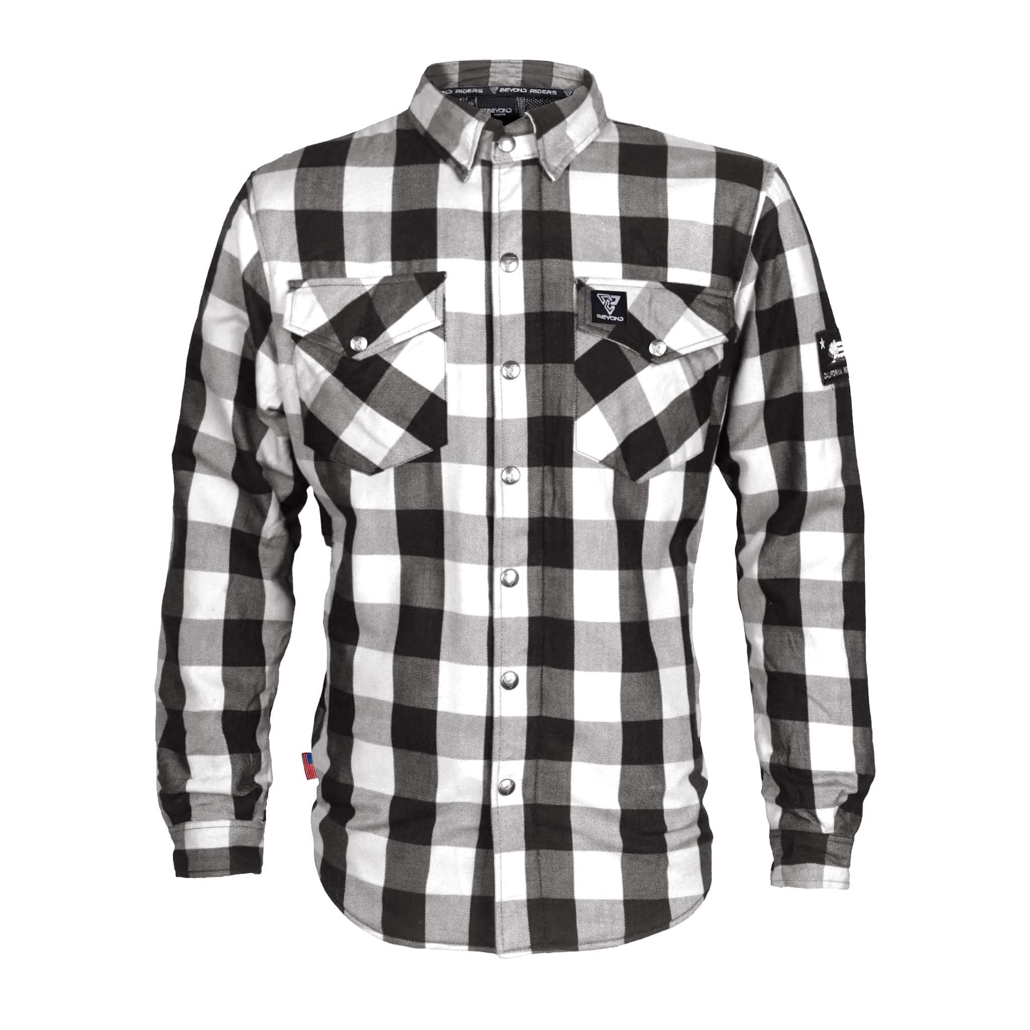 Protective Flannel Shirt - "Midnight Ride" - Black and White Checkered