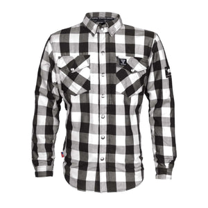 2023 Collection SALE Protective Flannel Shirt - "Midnight Ride" - Black and White Checkered