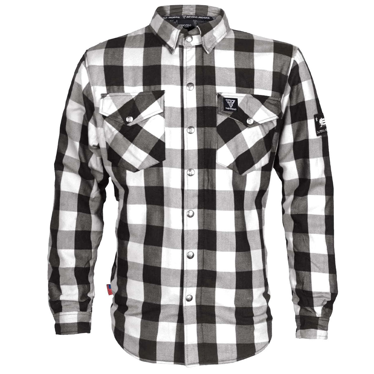 SALE Protective Flannel Shirt - Black and White Checkered with Pads
