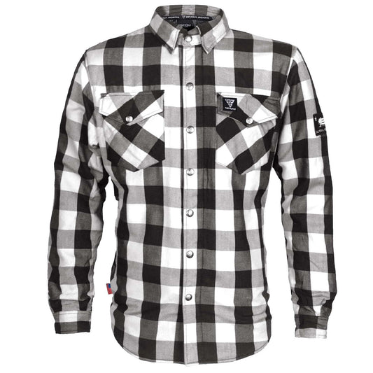 SALE Protective Flannel Shirt - Black and White Checkered with Pads