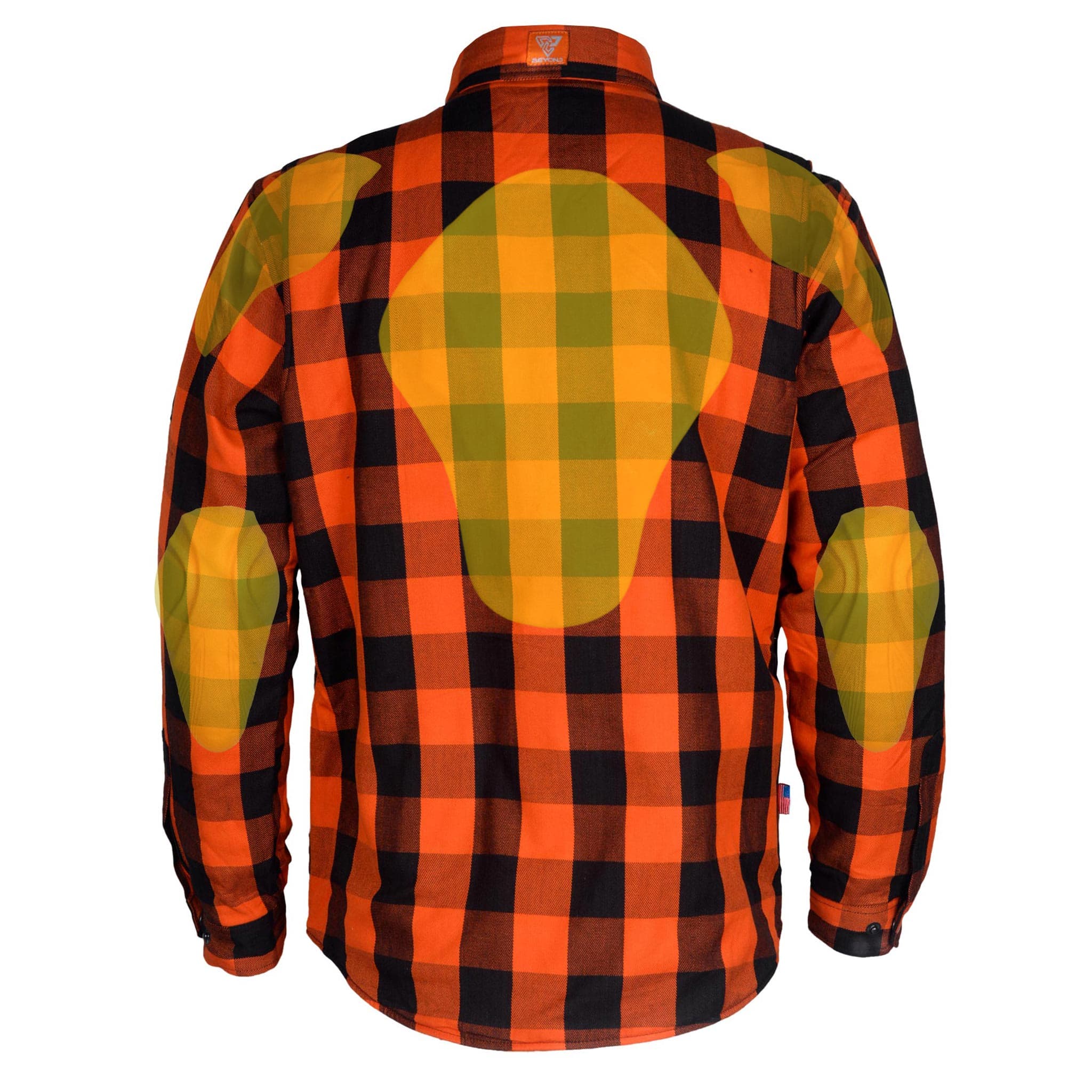 SALE Protective Flannel Shirt "Autumn Blast" - Orange and Black Checkered with Pads