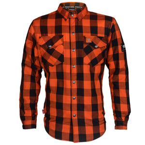 SALE Protective Flannel Shirt "Autumn Blast" - Orange and Black Checkered with Pads