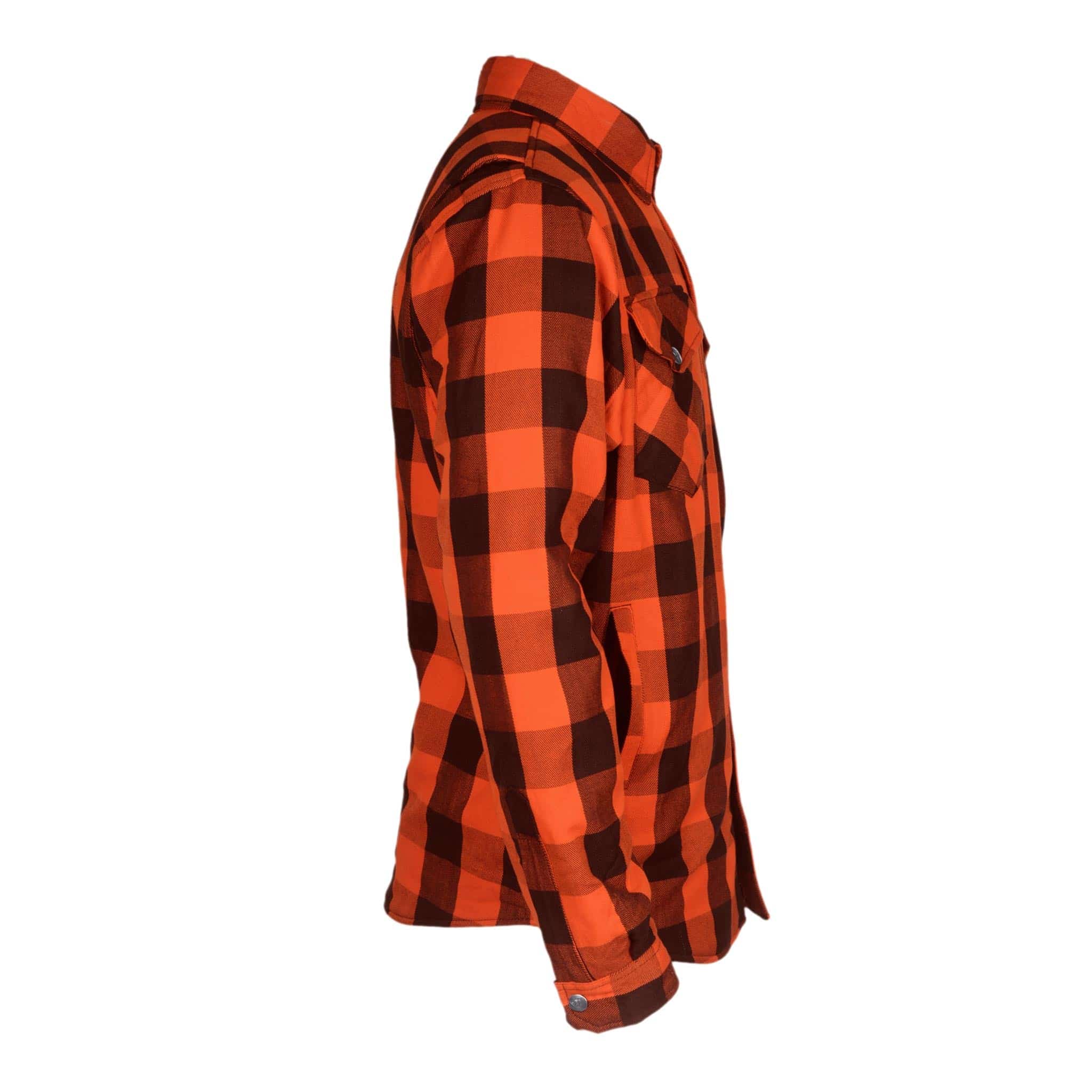 SALE Protective Flannel Shirt "Autumn Blast" - Orange and Black Checkered with Pads