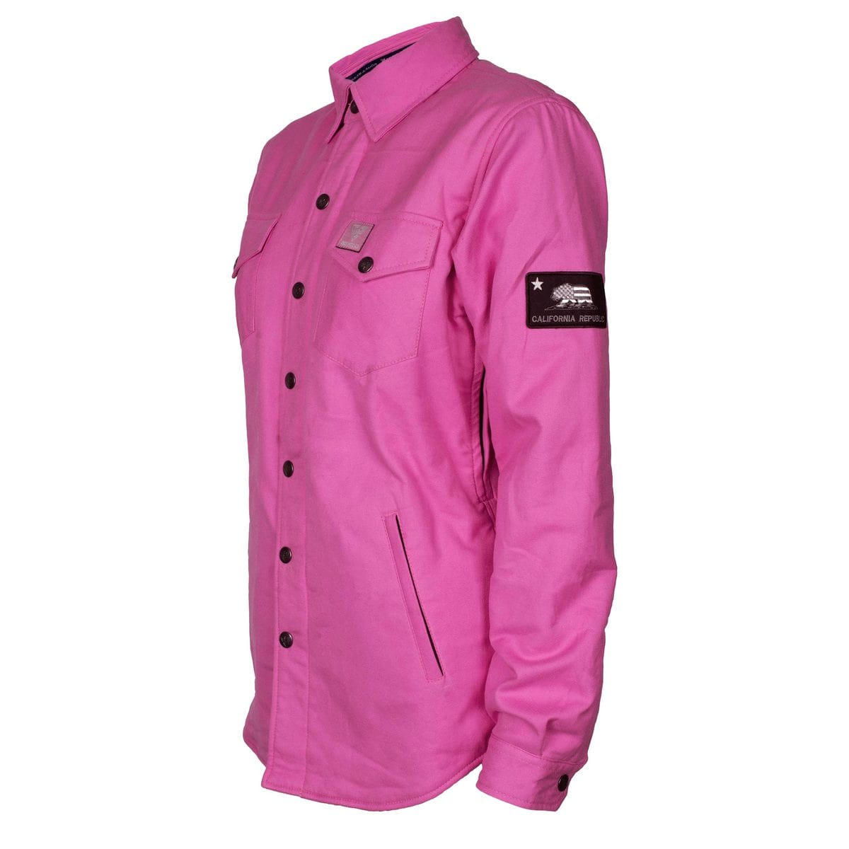 SALE Protective Flannel Shirt for Women - Pink Solid with Pads