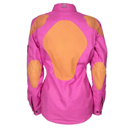 SALE Protective Flannel Shirt for Women - Pink Solid with Pads