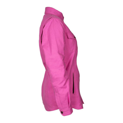 SALE Protective Flannel Shirt for Women - Pink Solid with Pads
