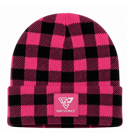 Knit Cuffed Checkered Beanie