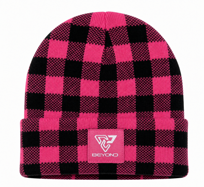 Knit Cuffed Checkered Beanie