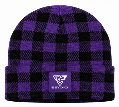 Knit Cuffed Checkered Beanie