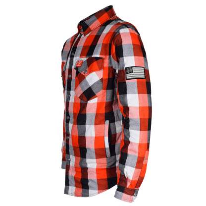 Protective Flannel Shirt - Red Black White Checkered with Pads