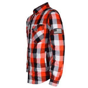 Protective Flannel Shirt - Red, Black, White Checkered with Pads