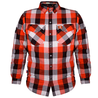 SALE Protective Flannel Shirt "American Dream" - Red Black White Checkered with Pads