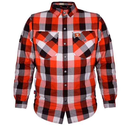 SALE Protective Flannel Shirt "American Dream" - Red Black White Checkered with Pads