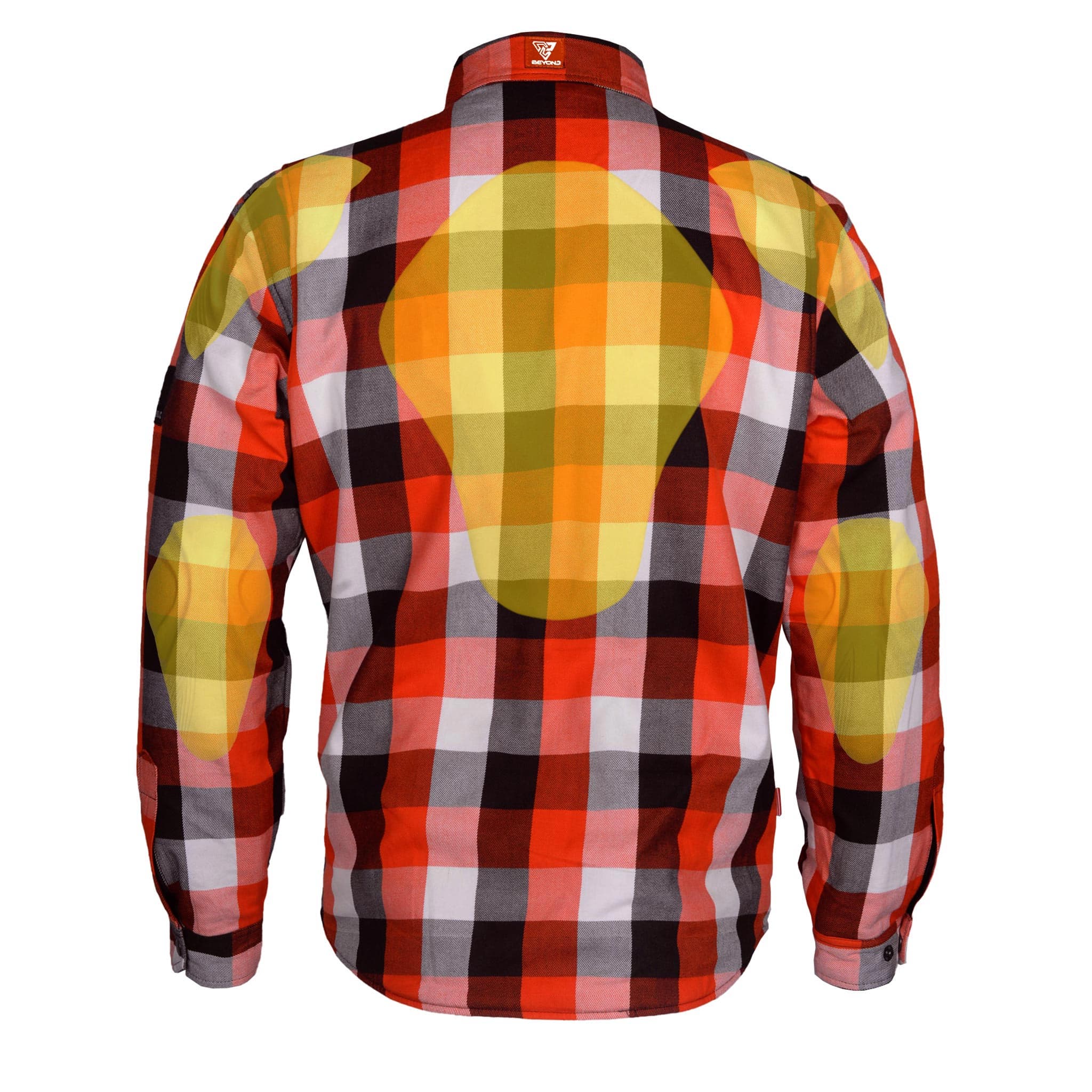 Flannel-Shirt-Red-Black-White-Checkered-With-Protectors-Pads-Back