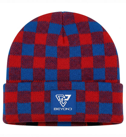 Knit Cuffed Checkered Beanie