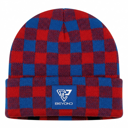 Knit Cuffed Checkered Beanie