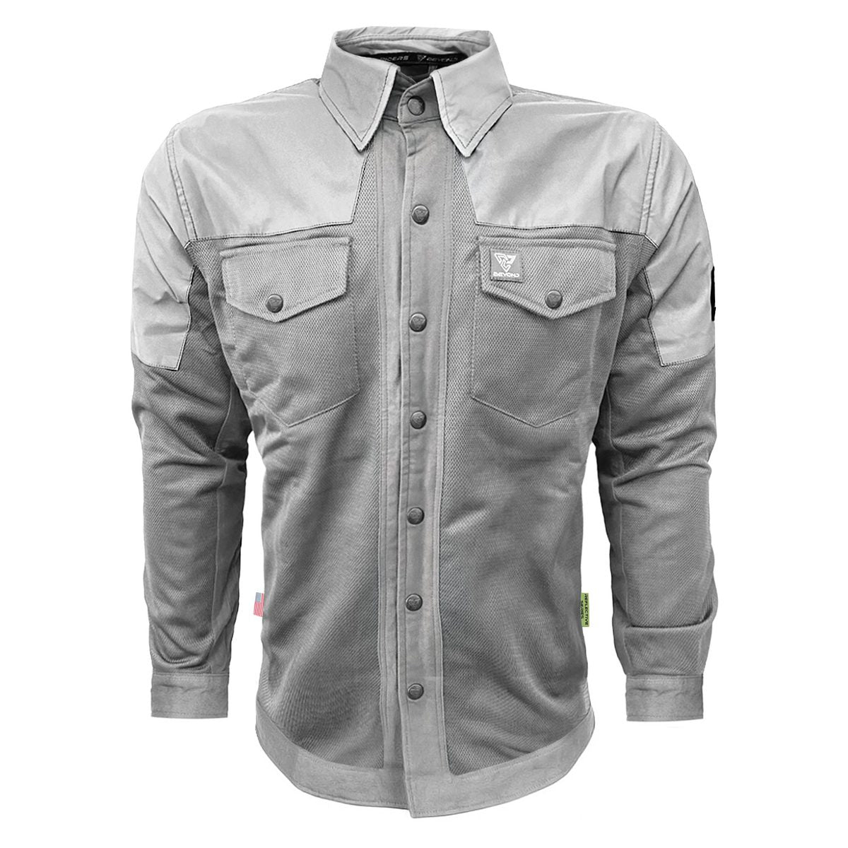 Reflective-Mesh-Shirt-For-Men-Gray-Solid-Front