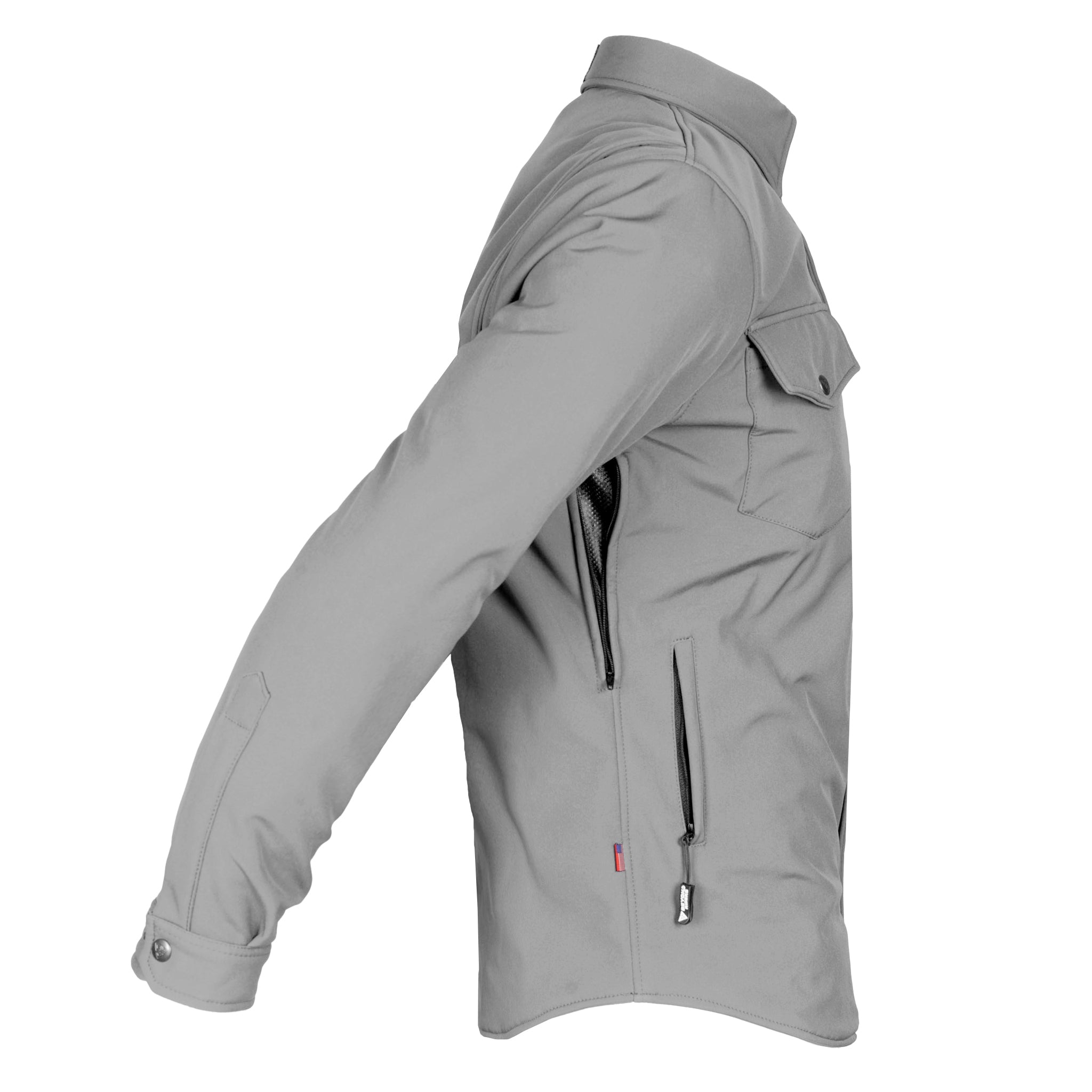 Men's-Softshell-Jacket-Gray-Solid-Right-Sleeve