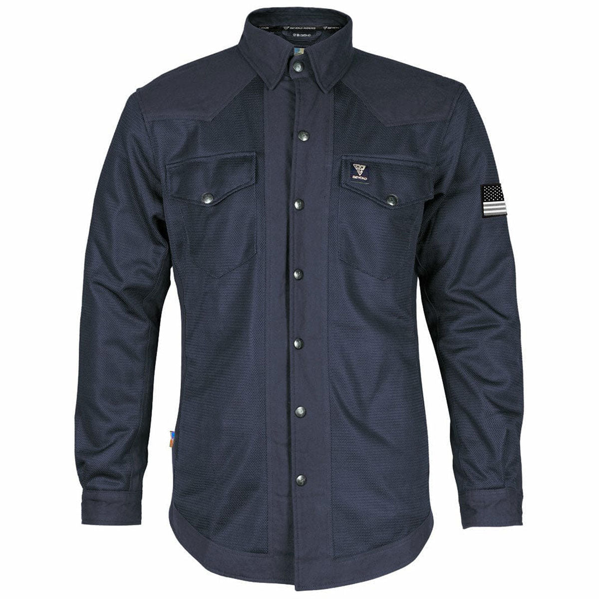 Protective Summer Mesh Shirt - Navy Blue Solid with Pads