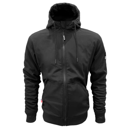 Protective-SoftShell-Unisex-Hoodie-Black-Matte-Front