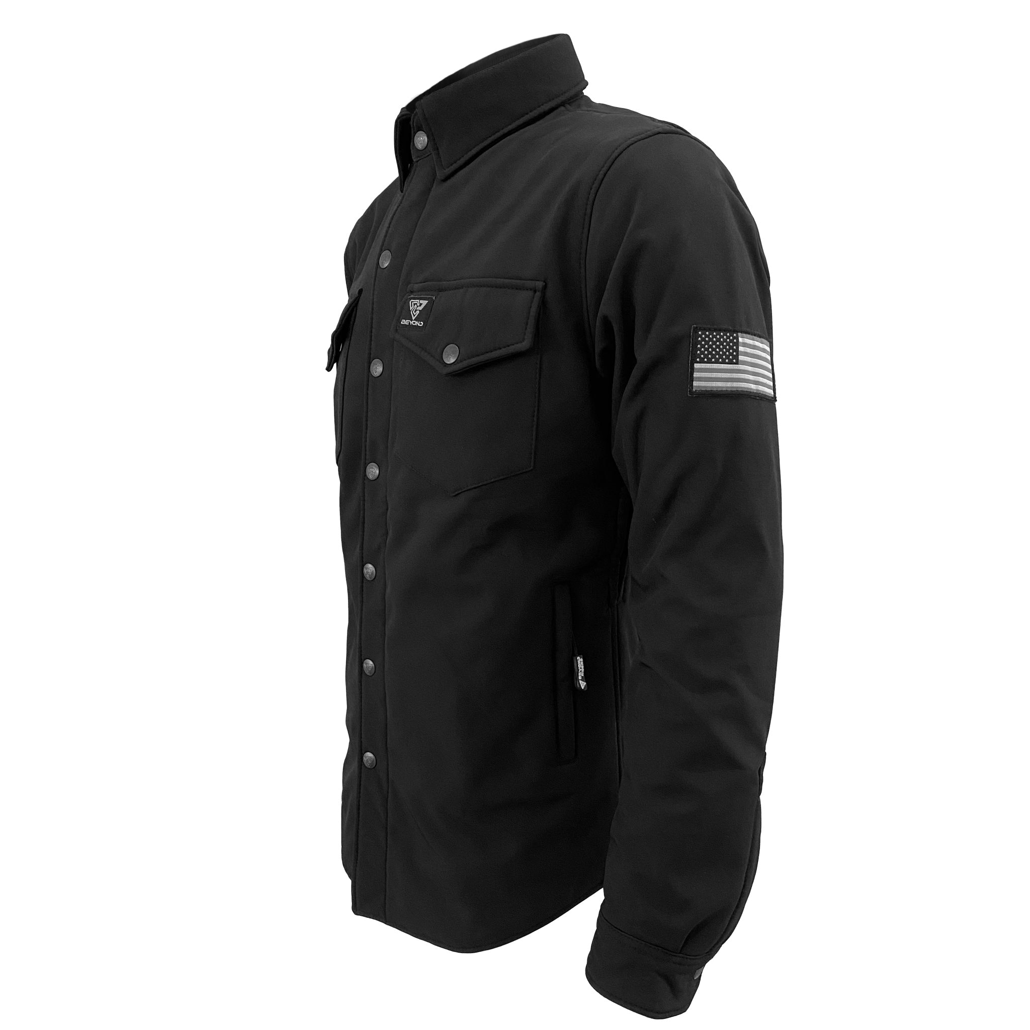 Protective SoftShell Winter Jacket for Men - Black with Pads