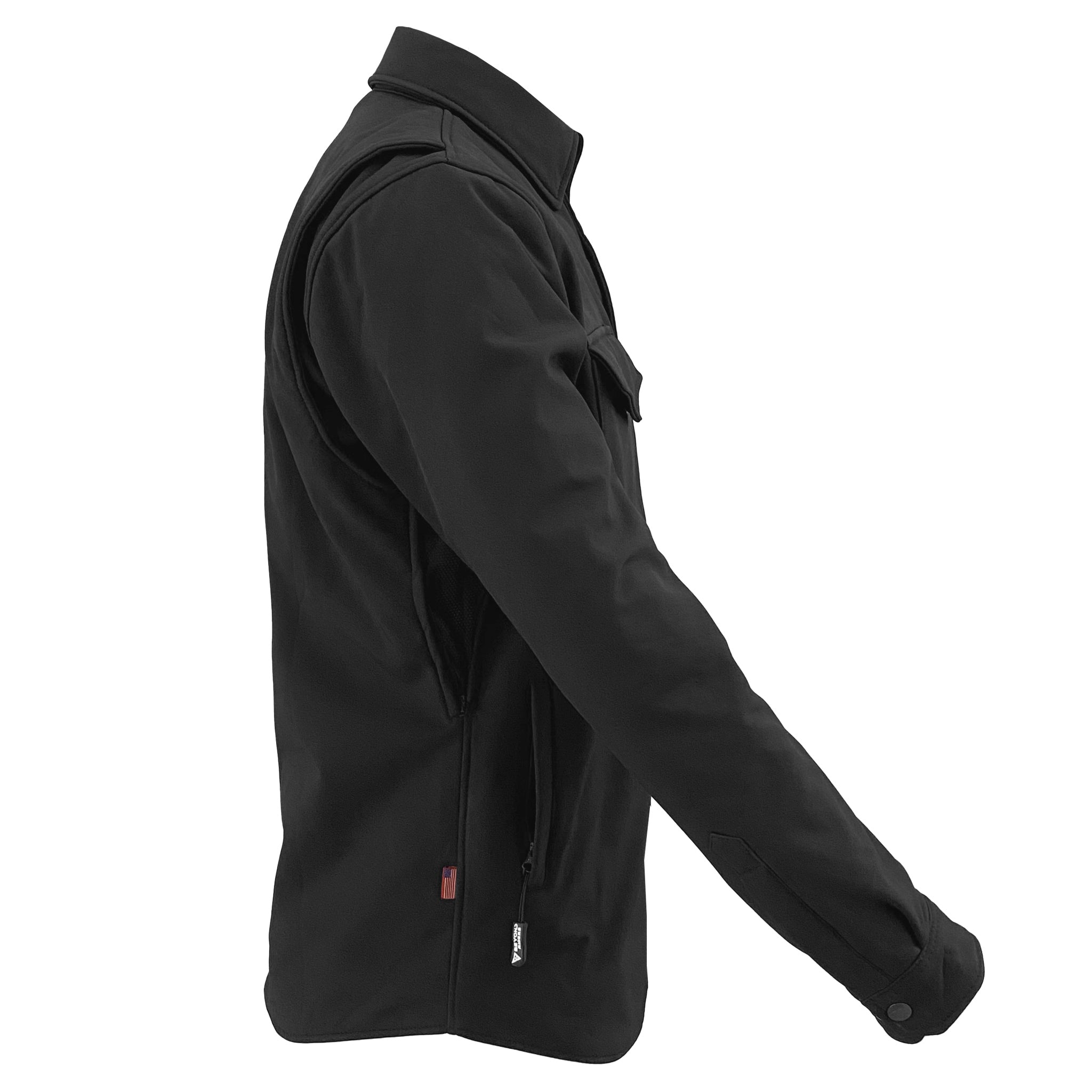 Protective SoftShell Winter Jacket for Men - Black Matte with Pads
