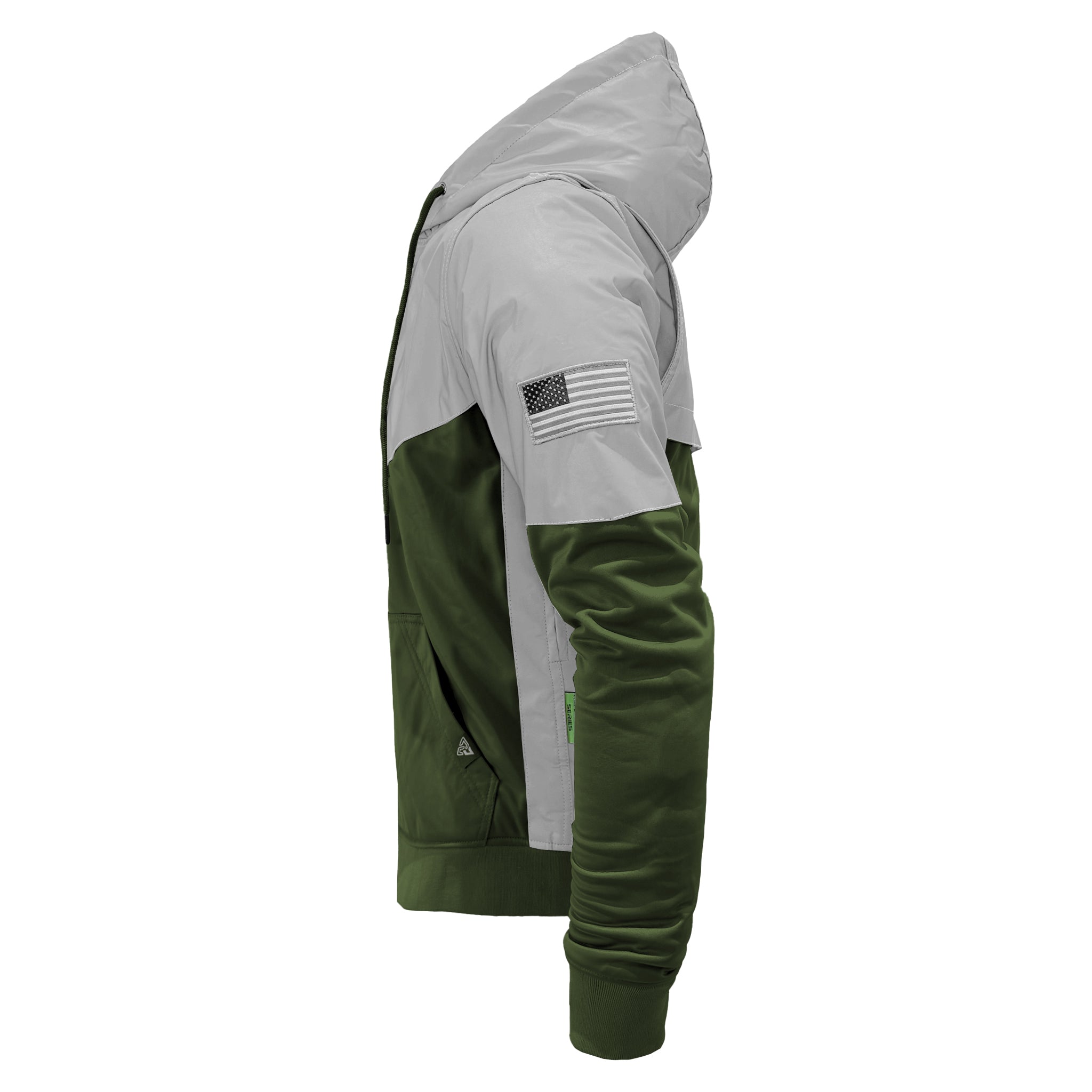 Ultra Reflective Hoodie Army Green Eclipse with Pads