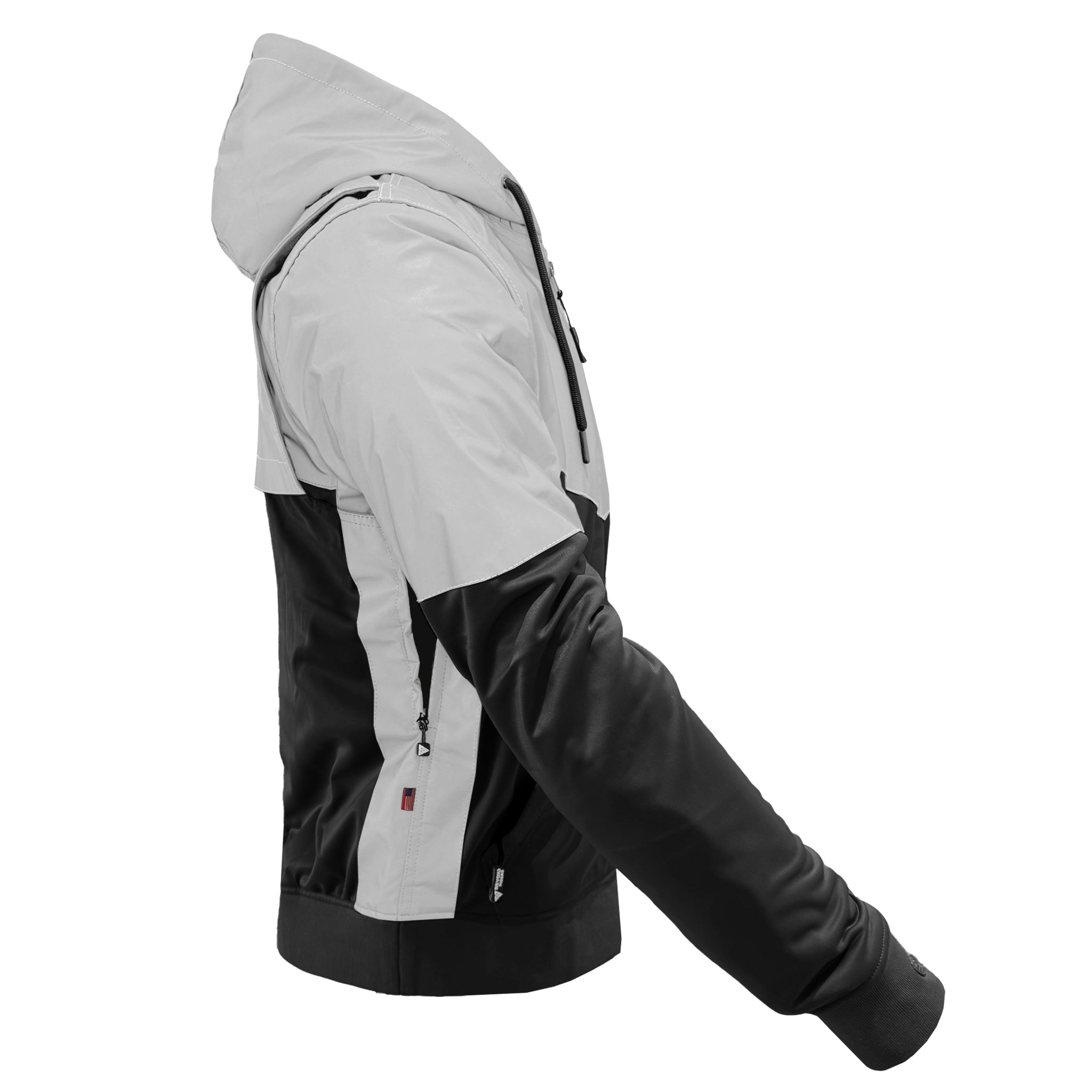 Ultra Reflective Hoodie "Alloy Eclipse" - Black and Silver with Pads