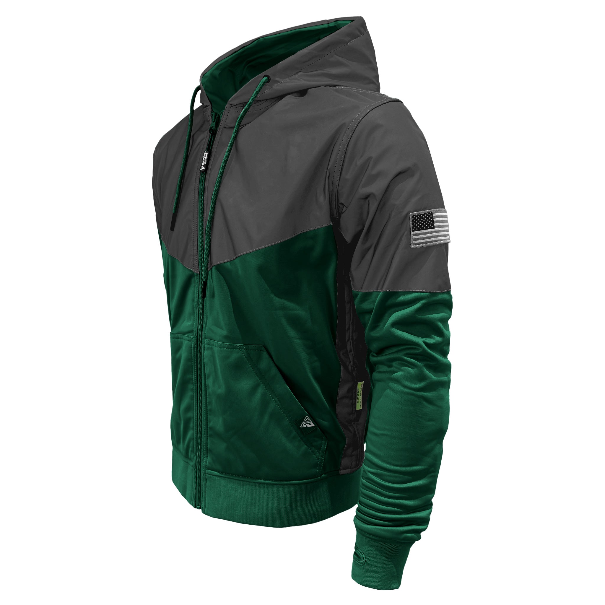 Ultra Reflective Hoodie Dark Green Nebula with Pads