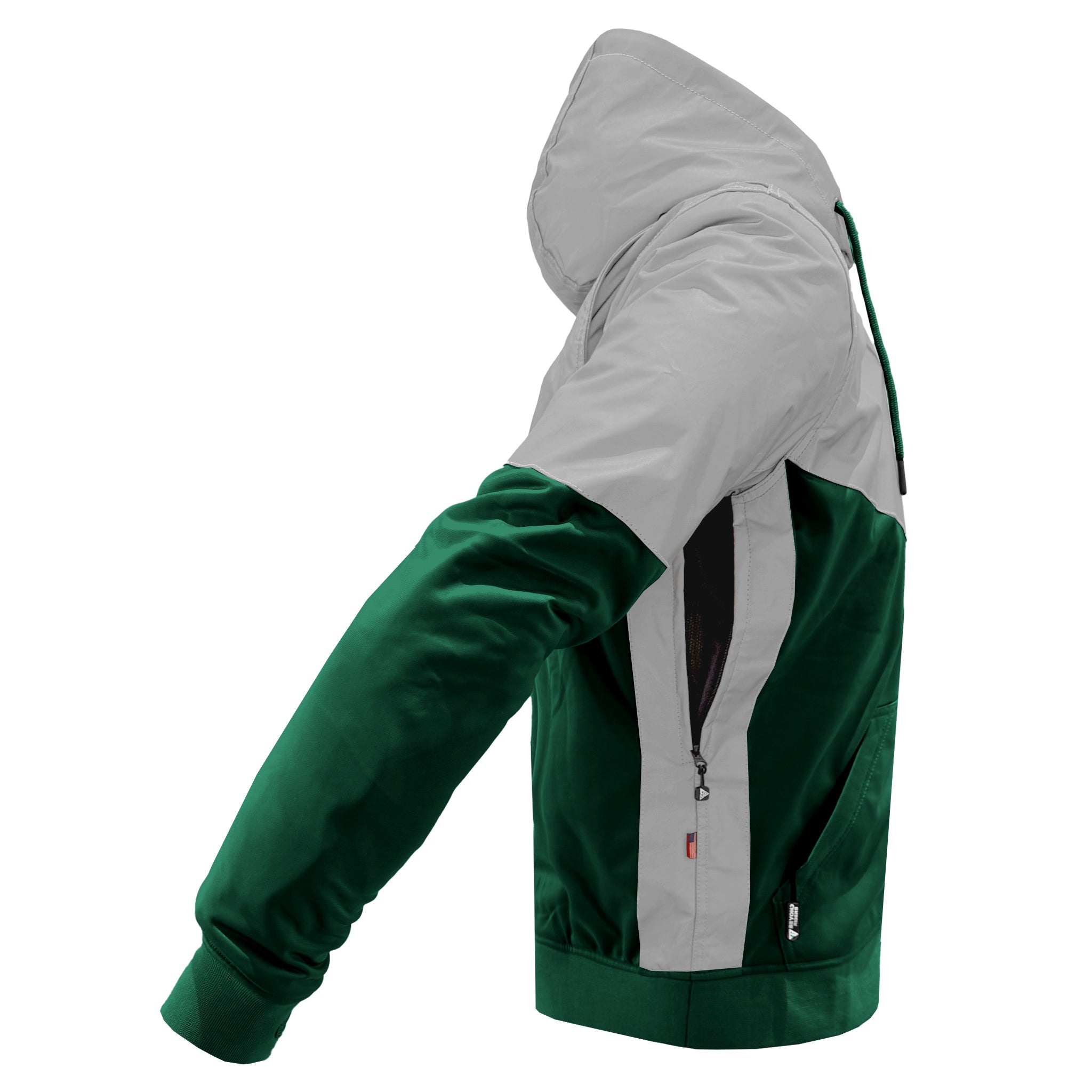 Ultra Reflective Hoodie Dark Green Eclipse with Pads