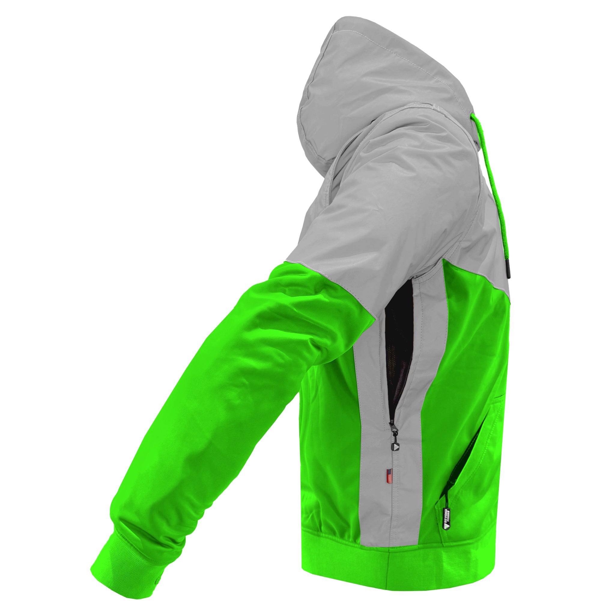 Ultra Reflective Hoodie Green Eclipse with Pads