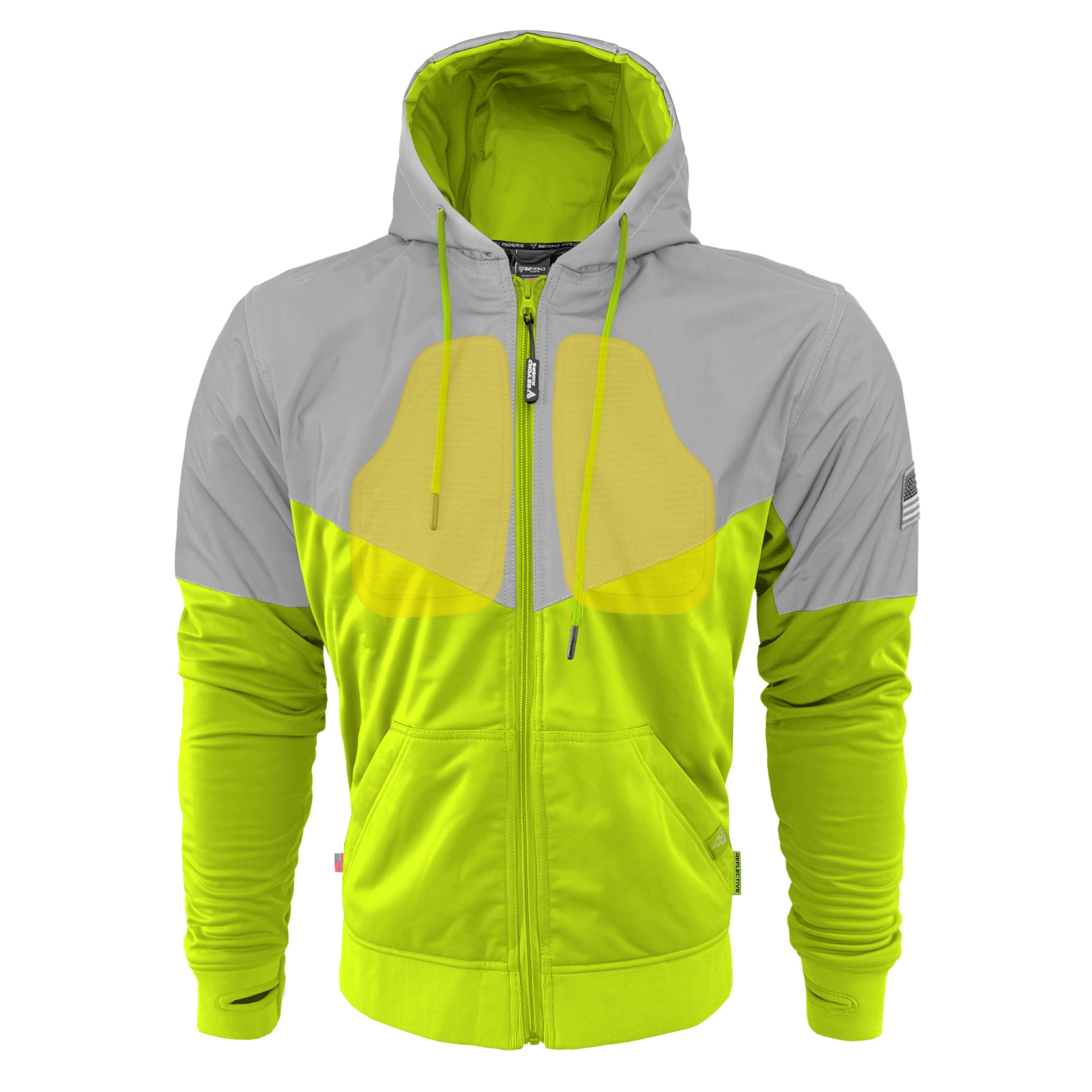 Ultra Reflective Hoodie Hi Vis Green Eclipse with Pads