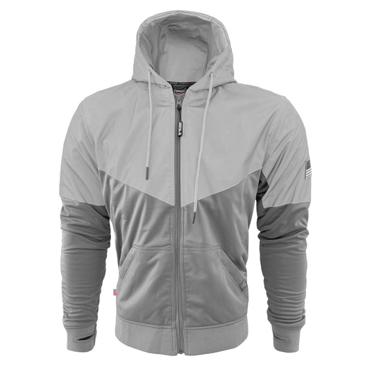 Ultra Reflective Hoodie "Twilight Titanium" - Light Gray and Silver with Pads