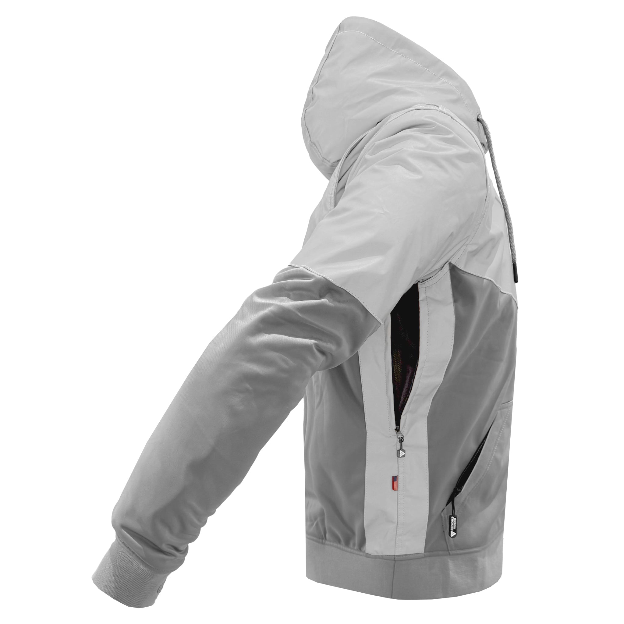 Ultra Reflective Hoodie "Twilight Titanium" - Light Gray and Silver with Pads