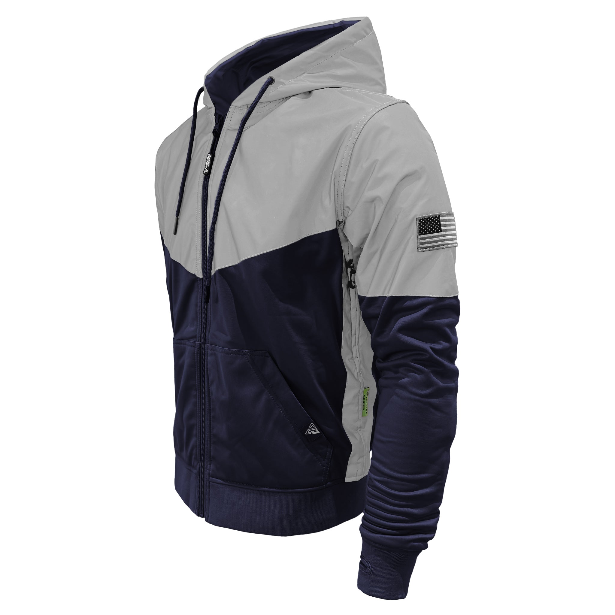 Ultra Reflective Hoodie Navy Blue Eclipse with Pads