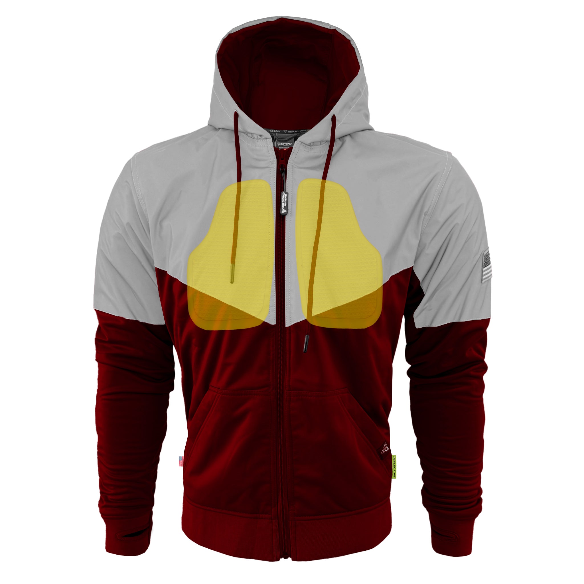 Ultra Reflective Hoodie Red Maroon Eclipse with Pads