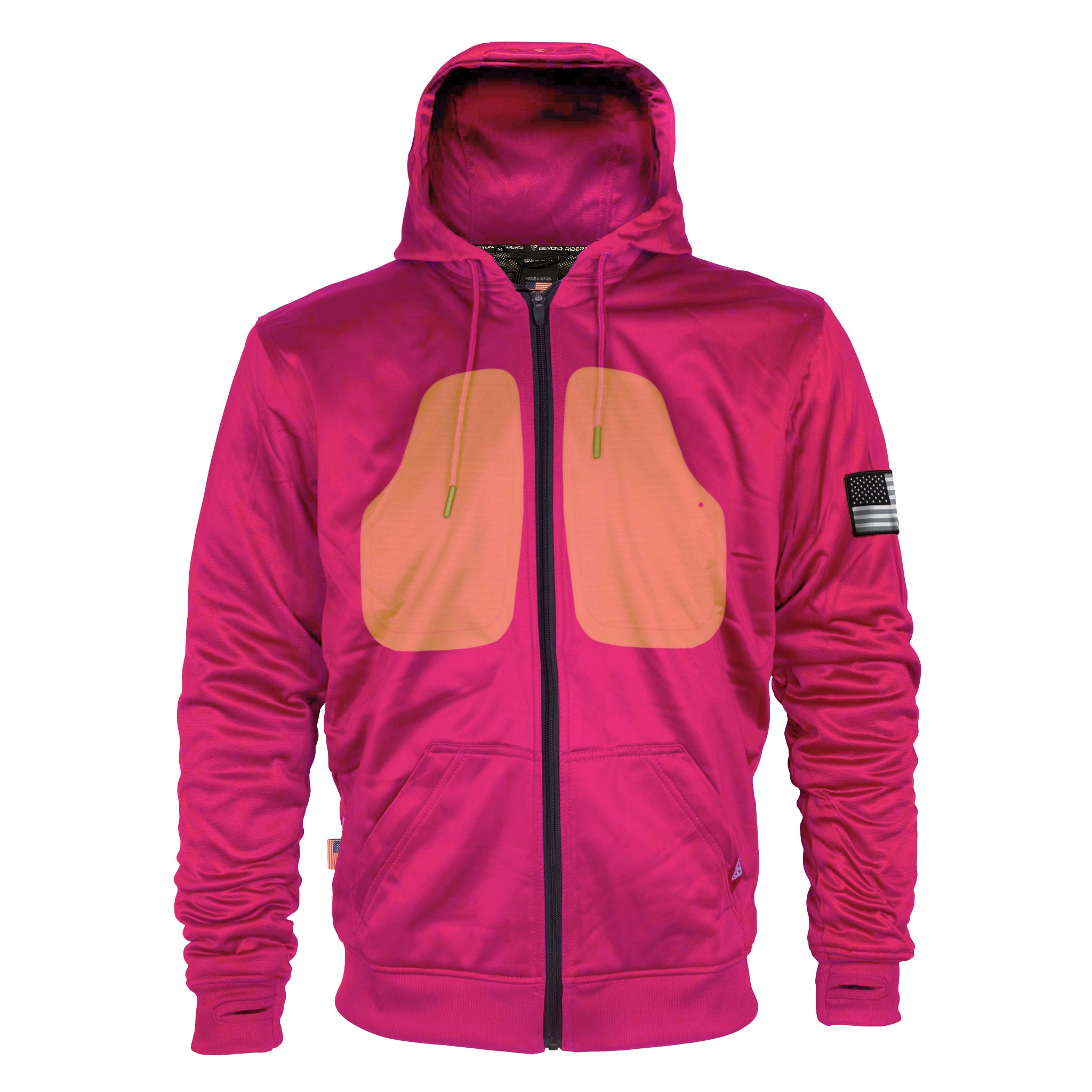 ‌Pink Solid Ultra Protective Hoodie with Pads